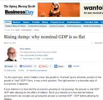 Gittins 2013 in the Sydney Morning Herald March 16 Edition
